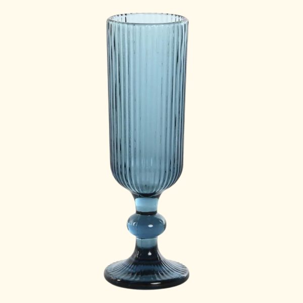 Copa de champagne azul acanalado