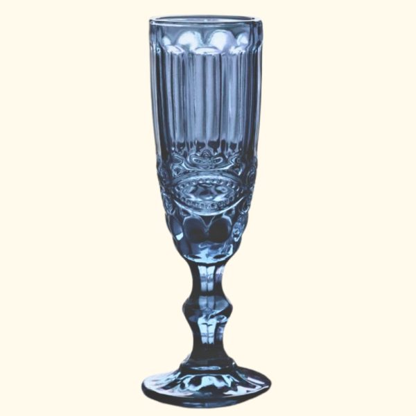 Copa de champagne azul labrado