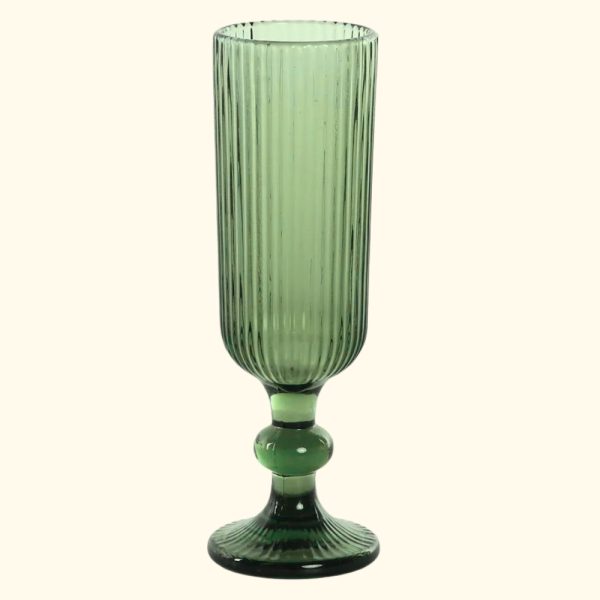 Copa de champagne verde acanalado