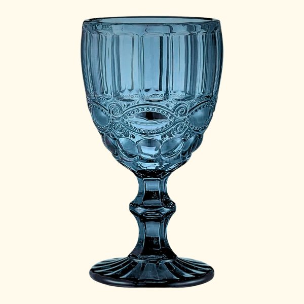 Copa de vino/agua azul labrado