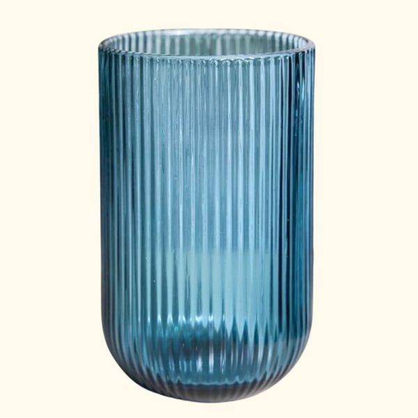 Vaso azul acanalado