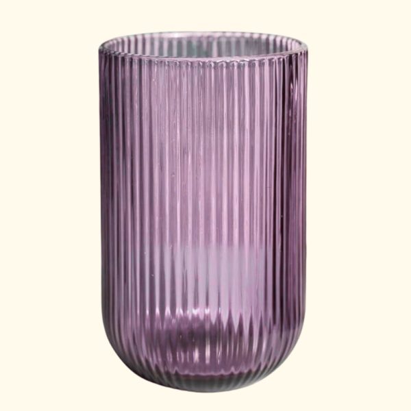 Vaso rosa acanalado