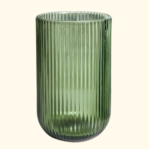 Vaso verde acanalado