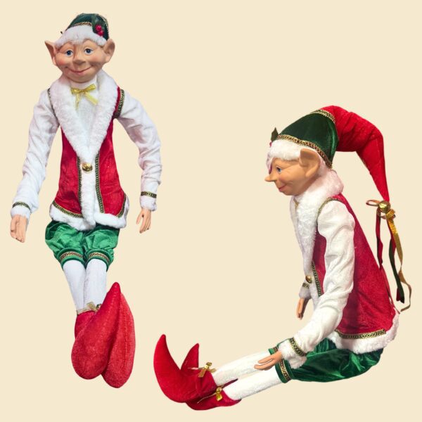 Duende navideño suéter rojo y blanco