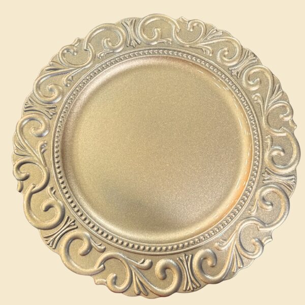Plato base dorado festoneado