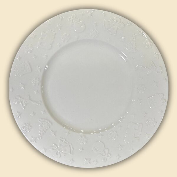 Plato de postre blanco navideño