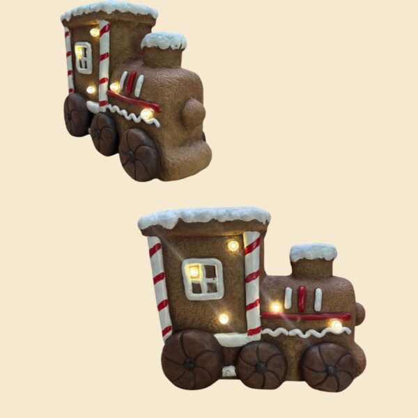 Tren gingerbread con luces